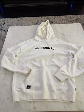 Rare Converse/Nieghborhood Collab White Men's Hooded Sweatshirt Size XL